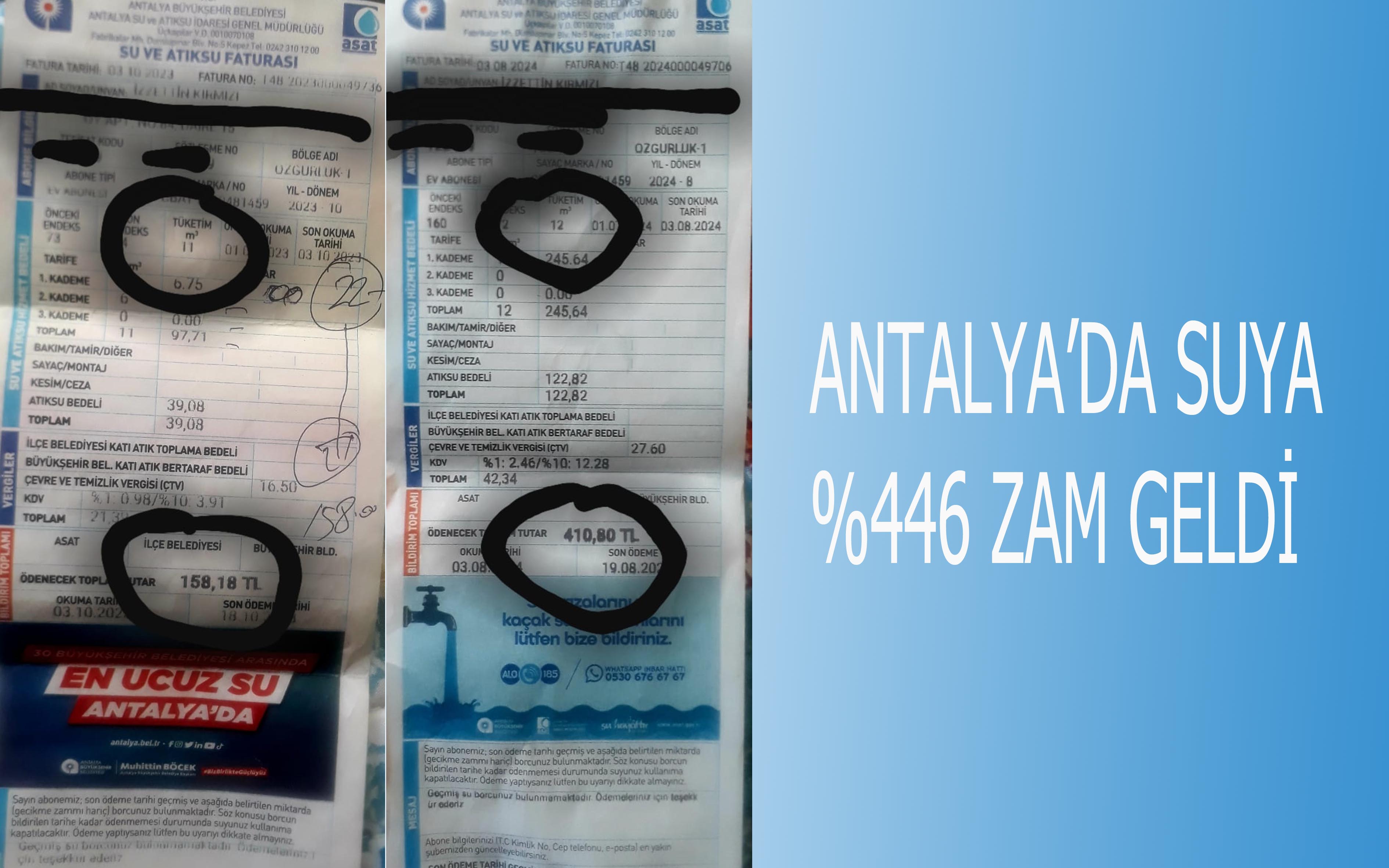    ANTALYA’DA SUYA %446 ZAM GELDİ  